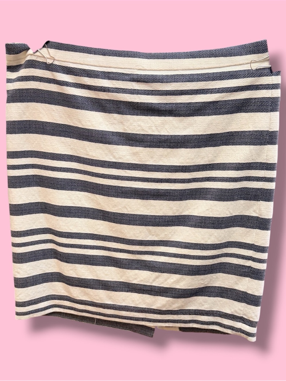 J. Crew Navy and Cream Striped Pencil Skirt